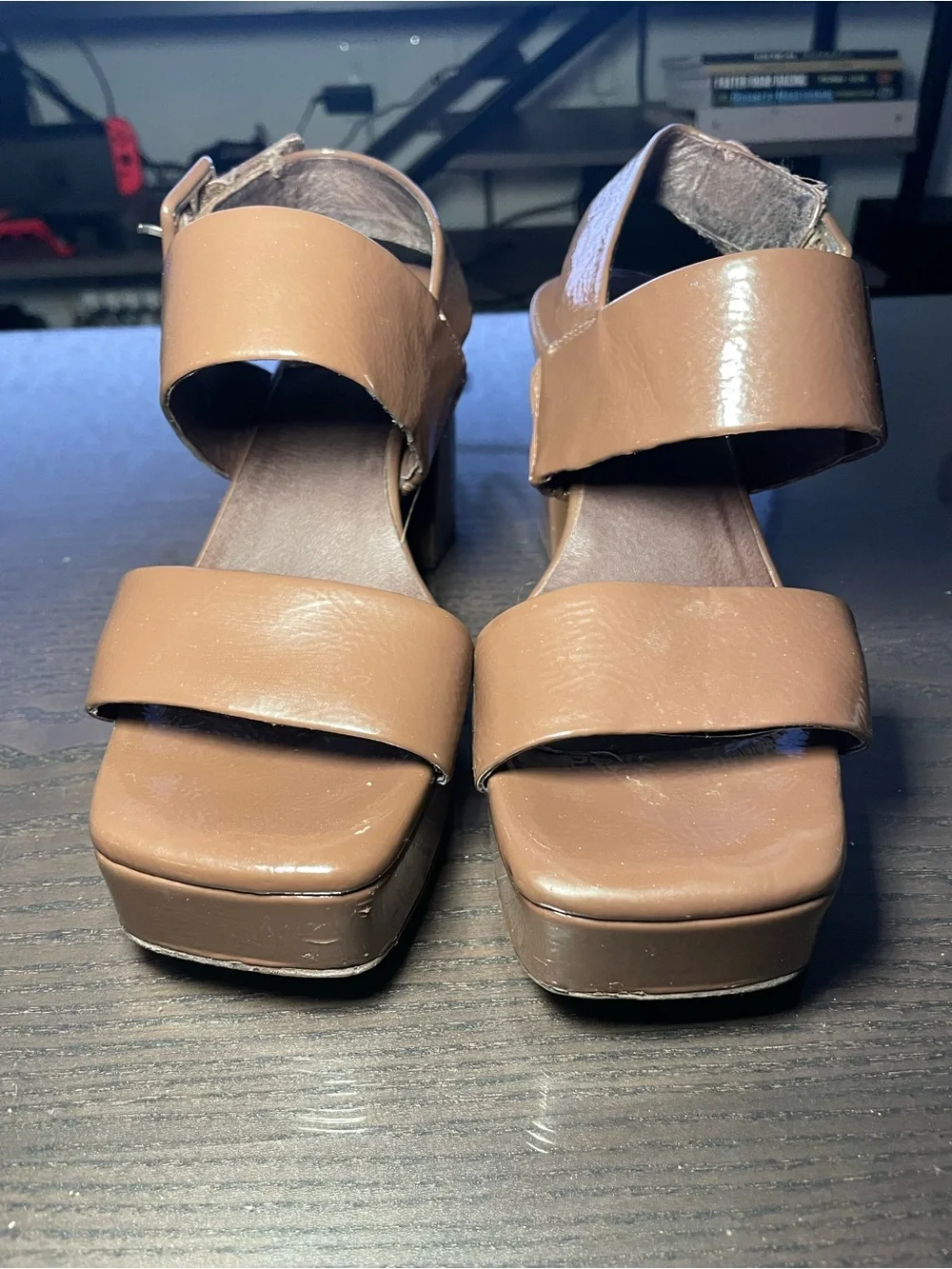 Jeffrey Campbell Platform Block Heel Sandals Brown - Women's Strappy Heels 6.5
